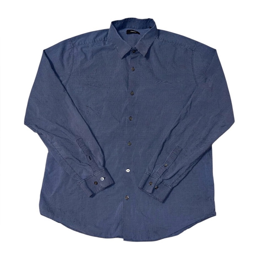 Theory Men’s XL Blue Sylvain Plaid Button Up Long Sleeve Shirt
